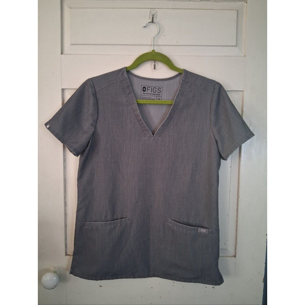 FIGS Heather Grey 2-pocket V-Neck Scrub Top Technical Collection Women's Size XS